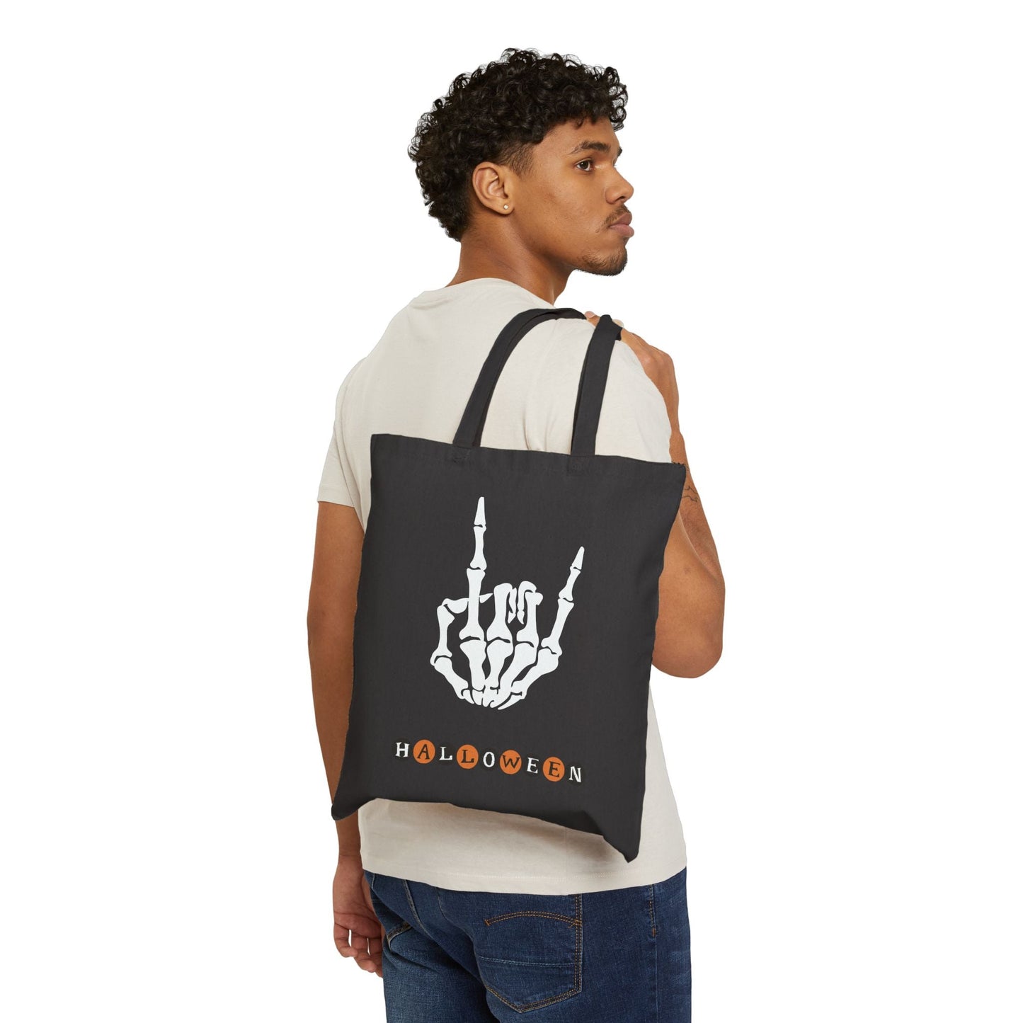 Halloween Rocker Skeleton - Cotton Canvas Tote Bag - Trick - or - treat31266503165864565386BagsReady Set Monkey
