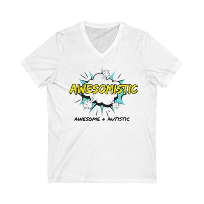 Awesomistic - Awesome and Autistic - Unisex Short Sleeve V - Neck Tee88062075603768533569V - neckReady Set Monkey