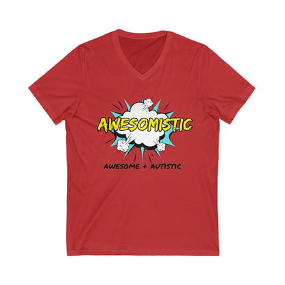 Awesomistic - Awesome and Autistic - Unisex Short Sleeve V - Neck Tee15785529125877523799V - neckReady Set Monkey